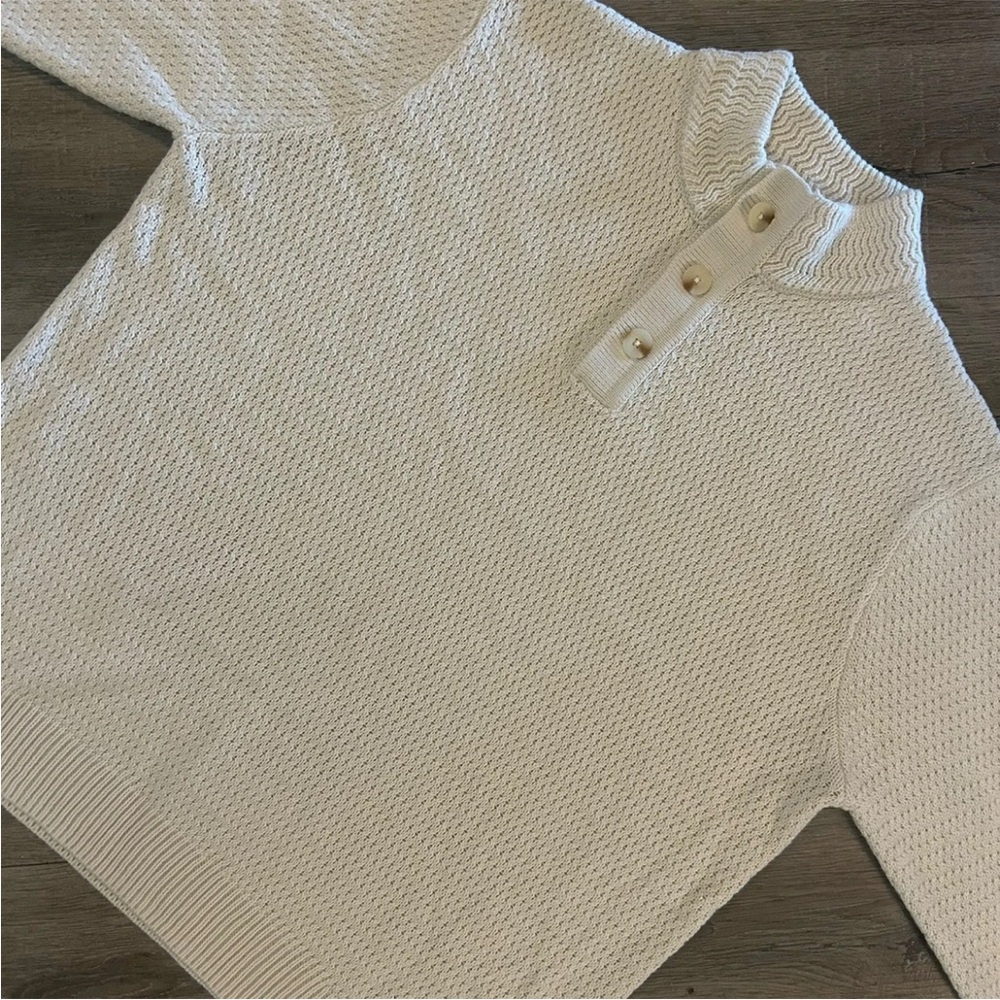 LIVERPOOL Los Angeles Mens Sweater Size XL Ivory Mock Button Neck NWOT